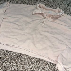 Cropped collared crewneck